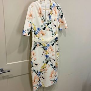 NWT Ted Baker London White Lylli Elegance Pencil Dress.   US Women Size 10. ⭐️⭐️
